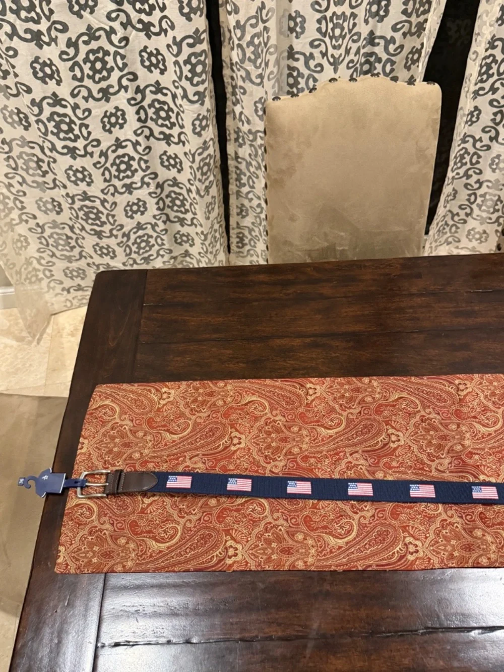 Penguin Men's Size 36 Navy American Flag Belt MSRP $60
